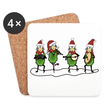 Weihnachten Folk Schafe - Untersetzer (4er-Set) - Weiß - Vorne