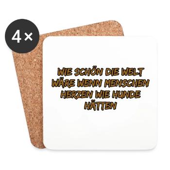 Herzen wie Hunde – Menschlichkeitsträume - Untersetzer (4er-Set) - Weiß - Vorne