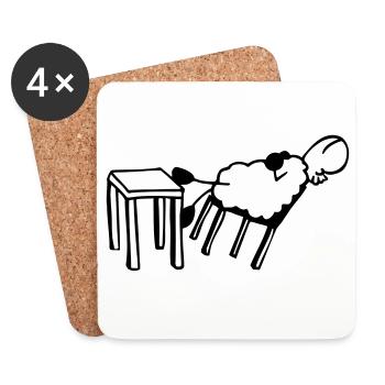 Sleeping sheep - Coasters (set of 4) - white - Front