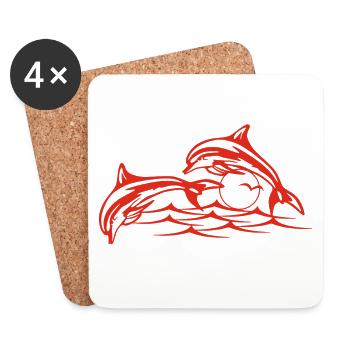 Les dauphins rouges - Dessous de verre (lot de 4) - blanc - Devant