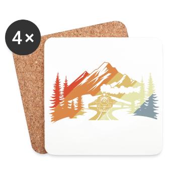 Railway Drawing Retro - Coasters (set of 4) - white - Front