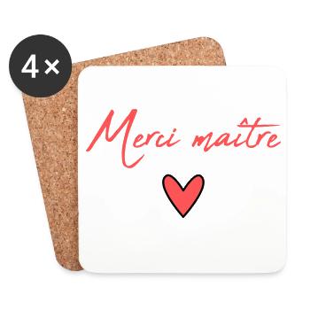 MAÎTRE. MAITRE. MERCI. MERCI MAÎTRE. MAITRE - Dessous de verre (lot de 4) - blanc - Devant
