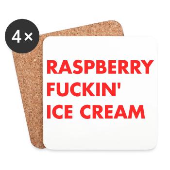 Himbeer Eis - roter Schriftzug - Untersetzer (4er-Set) - Weiß - Vorne
