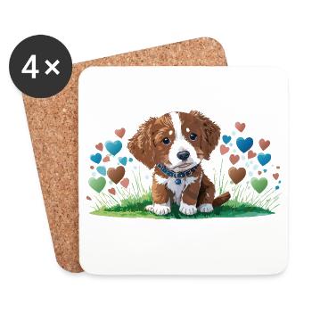 Chiot - Love My Toller-Doodle Dog - Dessous de verre (lot de 4) - blanc - Devant