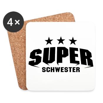 Super Schwester - Untersetzer (4er-Set) - Weiß - Vorne