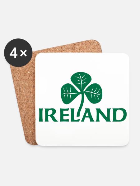 Irland und Kleeblatt - Untersetzer (4er-Set) - Weiß