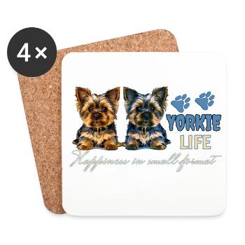 Yorkie-Welpen - Untersetzer (4er-Set) - Weiß - Vorne