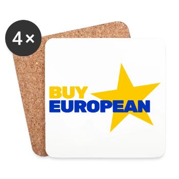 Achetez européen : soutenez l’Europe et boycottez les États-Unis - Dessous de verre (lot de 4) - blanc - Devant