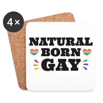 Mois de la fierté LGBTQ - Gay né - Dessous de verre (lot de 4) - blanc - Devant