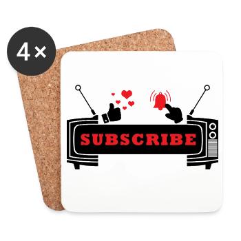 Heart and Bell Subscribe Icon Design - Coasters (set of 4) - white - Front