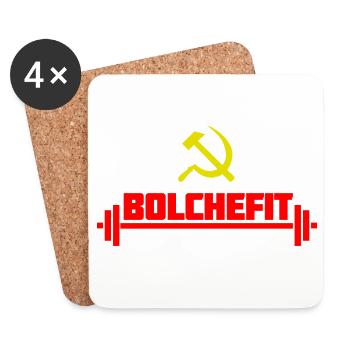 Bolshefit : T-shirt de gymnase Red Hammer - Dessous de verre (lot de 4) - blanc - Devant