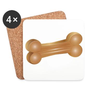 Chewing bone illustration in classic style - Coasters (set of 4) - white - Front