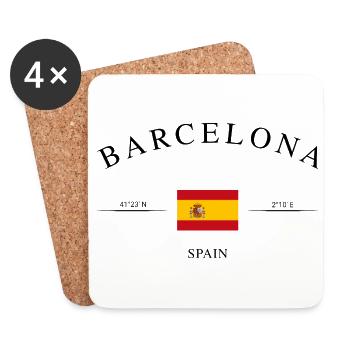 Barcelona Spain Coordinates Vacation Souvenir - Coasters (set of 4) - white - Front