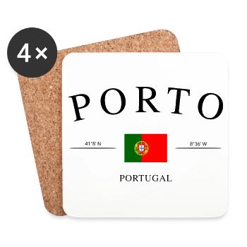 Porto Portugal – Urlaub Souvenir & Geschenk - Untersetzer (4er-Set) - Weiß - Vorne