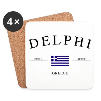 Delphi Griechenland – Urlaub Souvenir & Geschenk - Untersetzer (4er-Set) - Weiß - Vorne
