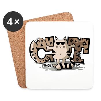 Cat Person Ofcourse - Cool Funny Cute Cat - Coasters (set of 4) - white - Front