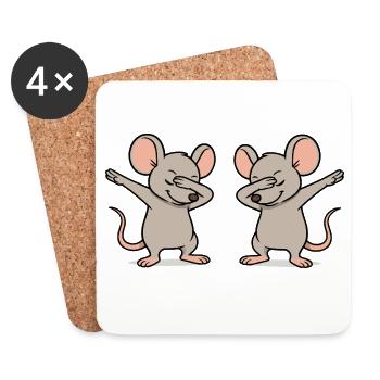 Mouse Dabbing-2 - Coasters (set of 4) - white - Front