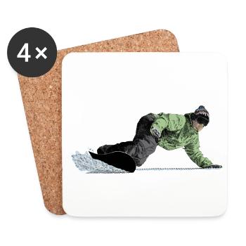 Freerider Snowboarder auf Abfahrt - Untersetzer (4er-Set) - Weiß - Vorne