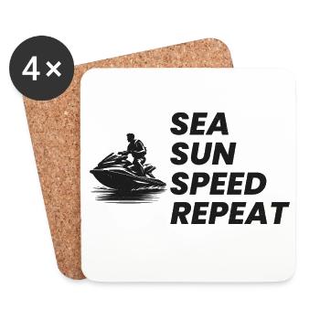 Sea Sun Speed Repeat Jet Ski Rider  - Coasters (set of 4) - white - Front