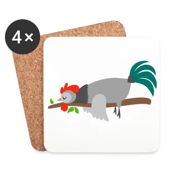 Rooster Chicken Rooster Chickens Roosters Pajamas Shirt - Coasters (set of 4) - white - Front