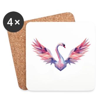 Cygne géométrique avec dégradé - Dessous de verre (lot de 4) - blanc - Devant