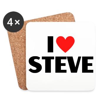 I love Steve Rotes Herz Liebe Fan Geschenk - Untersetzer (4er-Set) - Weiß - Vorne