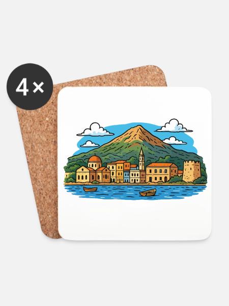 Kreta Insel - Untersetzer (4er-Set) - Weiß