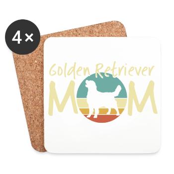 Illustration de maman Golden Retriever - Dessous de verre (lot de 4) - blanc - Devant