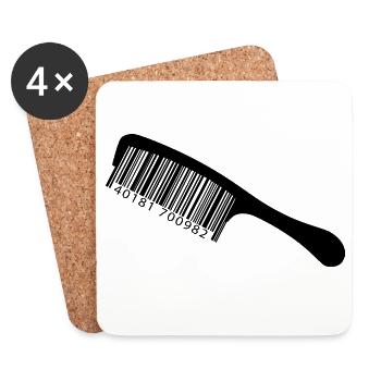 Illustration comb with barcode - Coasters (set of 4) - white - Front
