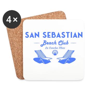 San Sebastian Beach Club Typographie Vintage - Dessous de verre (lot de 4) - blanc - Devant