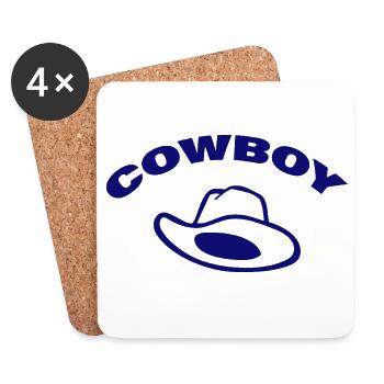 Cow-boy - Dessous de verre (lot de 4) - blanc - Devant