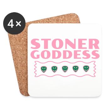 Stoner Goddess Pink Wavy Border Tee - Untersetzer (4er-Set) - Weiß - Vorne