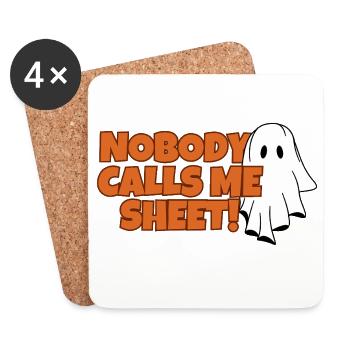 Nobody Calls Me Sheet Ghost Tee - Coasters (set of 4) - white - Front