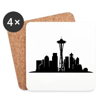 Seattle Skyline Silhouette - Coasters (set of 4) - white - Front