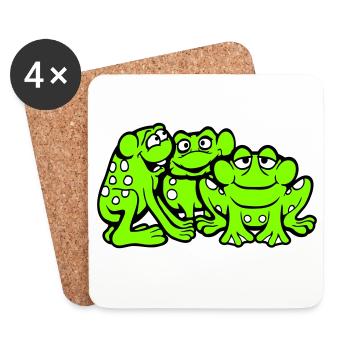 3 Frösche Team Kröte Freunde Cool Crew Lustig süß - Untersetzer (4er-Set) - Weiß - Vorne
