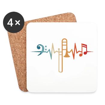 trombone heartbeat trombonist brass band music musician - Coasters (set of 4) - white - Front