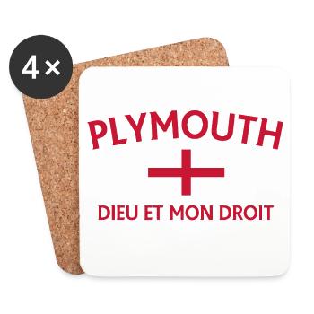 Plymouth Flag Motto - Coasters (set of 4) - white - Front