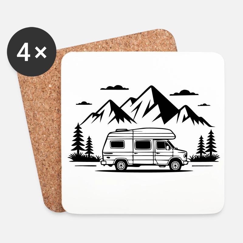 Camping - Untersetzer (4er-Set) - Weiß