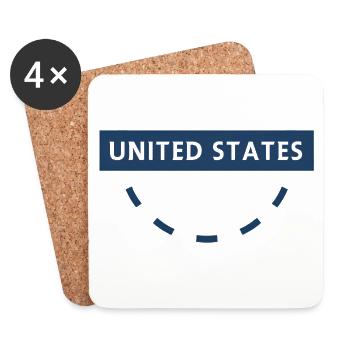 USA Round Emblem in Blue Tones - Coasters (set of 4) - white - Front