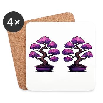 Bonsaï Sakura Double - Dessous de verre (lot de 4) - blanc - Devant