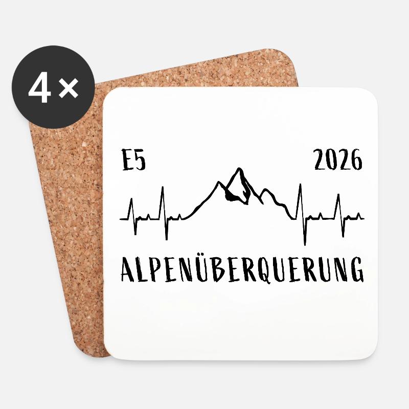 Alpenüberquerung E5 2026 - Untersetzer (4er-Set) - Weiß