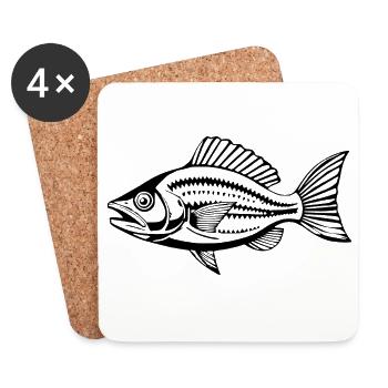 Fish Angler T-shirt Cadeau Angler - Dessous de verre (lot de 4) - blanc - Devant