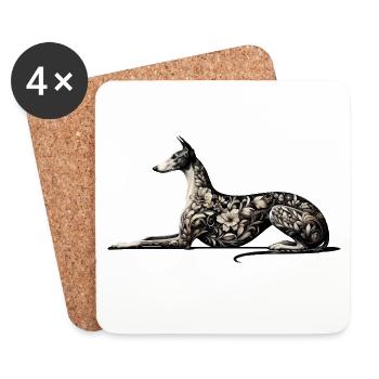 Galgo Embroidery Design - Untersetzer (4er-Set) - Weiß - Vorne
