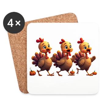 Bébé dinde de Thanksgiving - Dessous de verre (lot de 4) - blanc - Devant