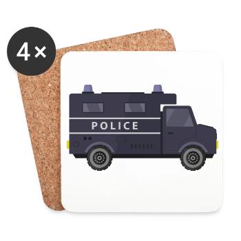 Police van - Coasters (set of 4) - white - Front