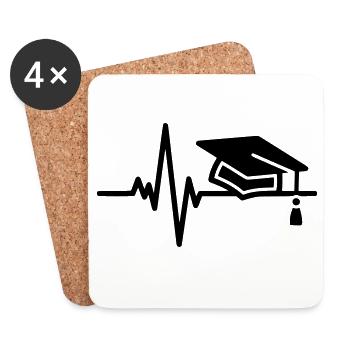 Ligne ECG avec capuchon d’extrémité – Motif de graduation - Dessous de verre (lot de 4) - blanc - Devant