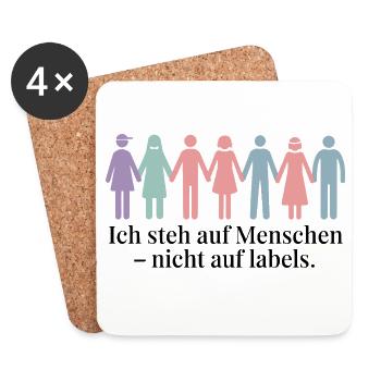 I like people – not labels - Coasters (set of 4) - white - Front