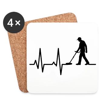 Le battement de cœur d’un passionné de détecteur de métaux - Dessous de verre (lot de 4) - blanc - Devant