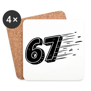 67 Meme Speedlines – Numéro Fast Comic - Dessous de verre (lot de 4) - blanc - Devant