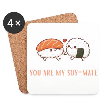 Duo amour de sushi Soja âme sœur - Dessous de verre (lot de 4) - blanc - Devant
